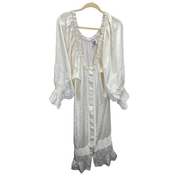 Sleeper Paloma Silk Maxi Dress White Off Shoulder Lace Trim Romantic XL - Picture 6 of 16